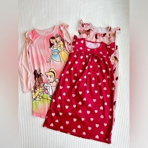 Lot Of 3 Girls Sleep Shirts Nightgowns Spring Summer Disney Carters SZ 10/12 #14